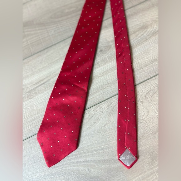 Christian Dior All Silk Elegant Red Silk Tie Made in Italy - Picture 3 of 7